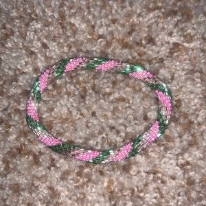 LAST CHANCE lily and laura pink and green glass bead bracelet